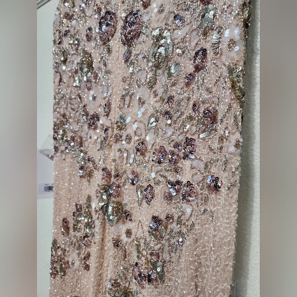 Mac Duggal 5500 Pink Floral Embellished Cap Sleeve Trumpet Gown 14 Wedding Party - Picture 11 of 15